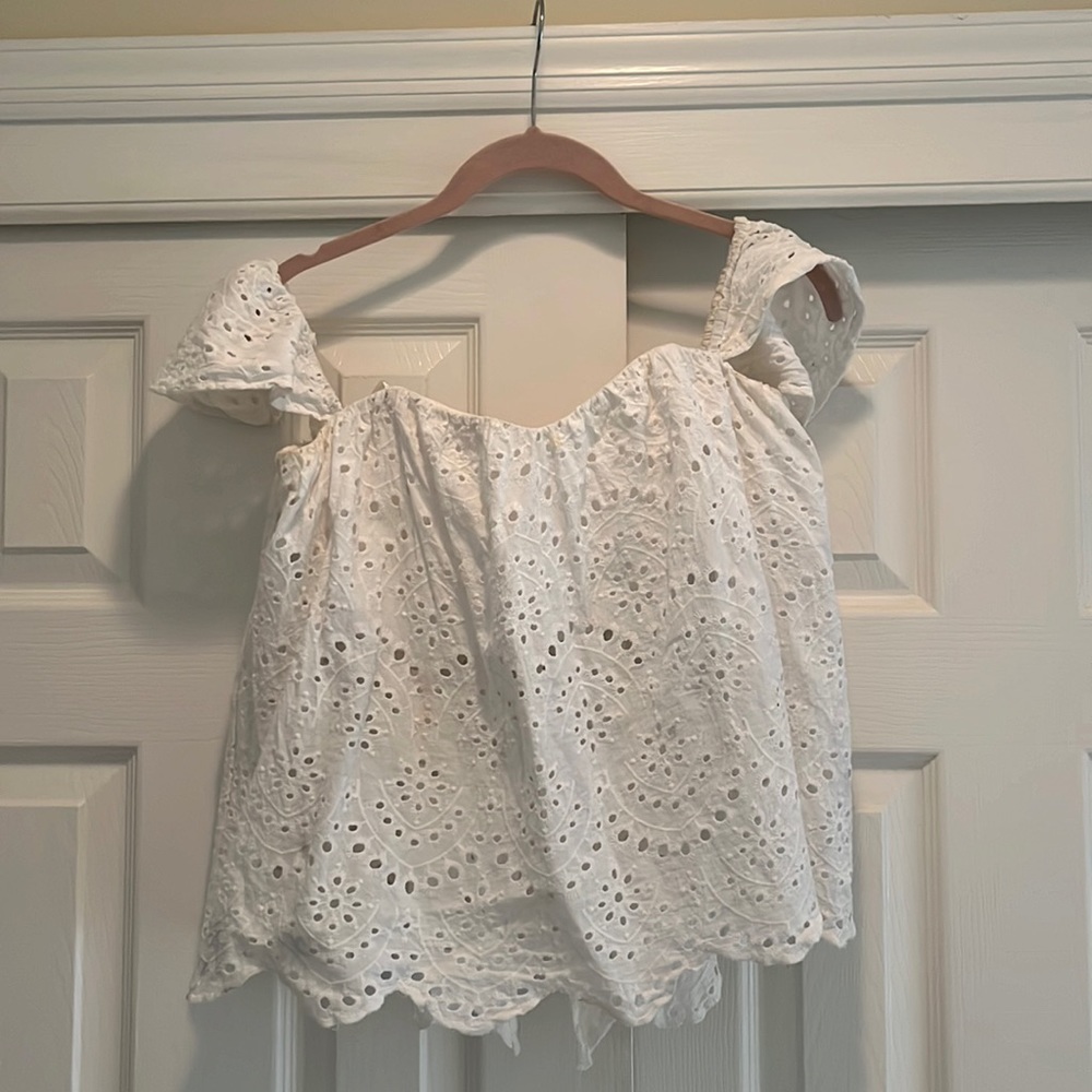 Eyelet Off the Shoulder Top